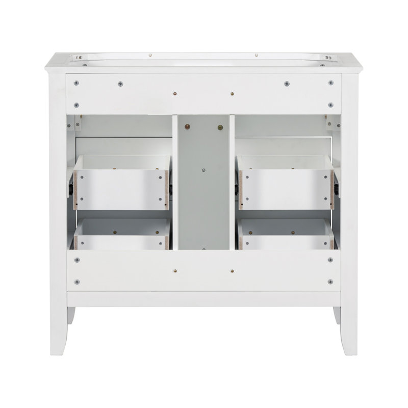LOONGFIELD 【Sink Not Included, Only Vanity Base Cabinet】36'' Bathroom Vanity Without Sink , Free Standing Single Vanity Set With Four Drawers, Solid Wood Frame Bathroom Storage Cabinet Only
