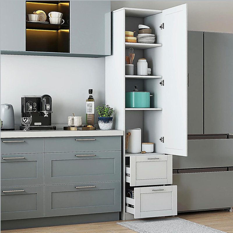 Armoire autoportante avec 1 porte et 2 tiroirs Kitchen Pantry