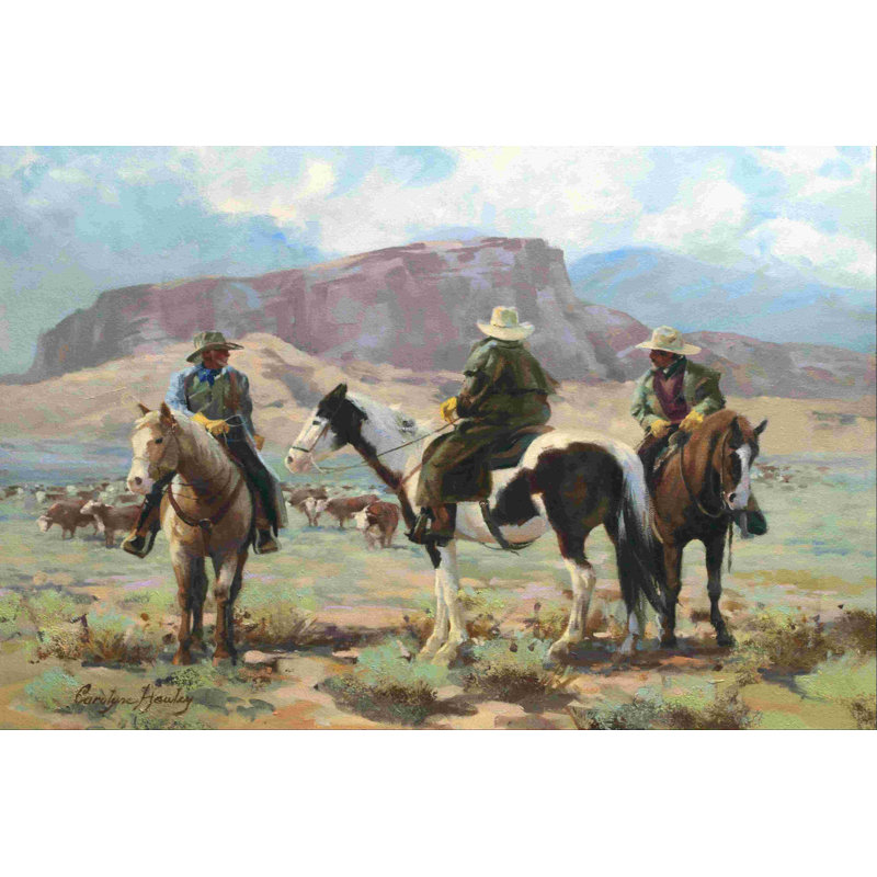 Trois Cowboys, H 8 po x l 12 po