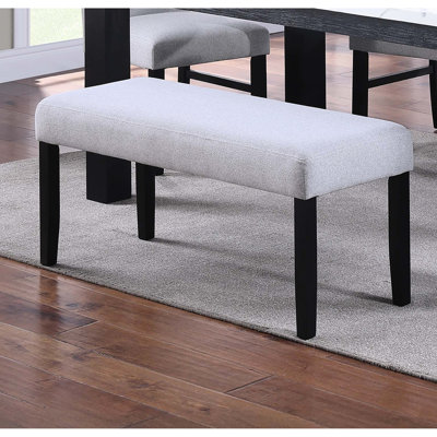 Transitional 1Pc Charcoal Dining Bench, Soft Fabric Wrapped, Bent Wood Legs, 19" Tall Bench For Room Cohesive Look Contemporary Upholstered 16" Width Overall