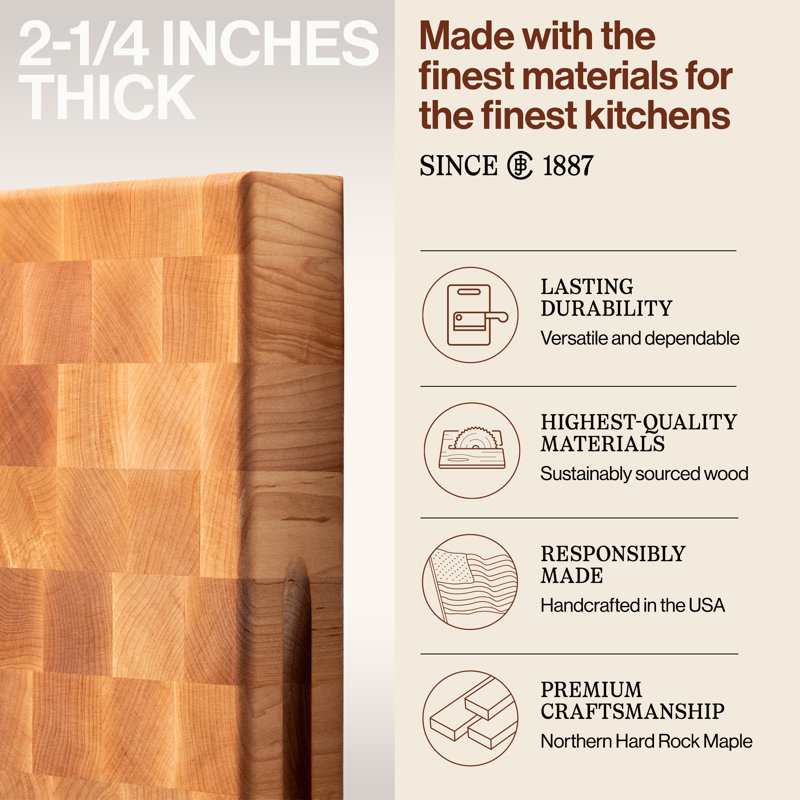 John Boos Chinese Chopping Block 2.25" End Grain Reversible, 24" L x 18" W, Maple