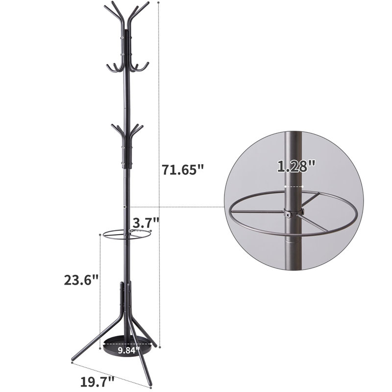 Freestanding 2-In-1 Coat Rack With Rain Cover, Black