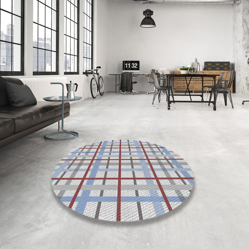 Tapis bleu / brun Hauppauge, Rond 6 pi