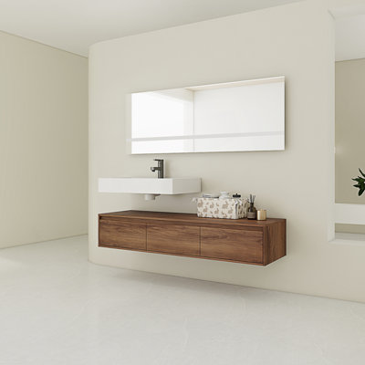 Meuble-lavabo mural avec lavabo simple en résine