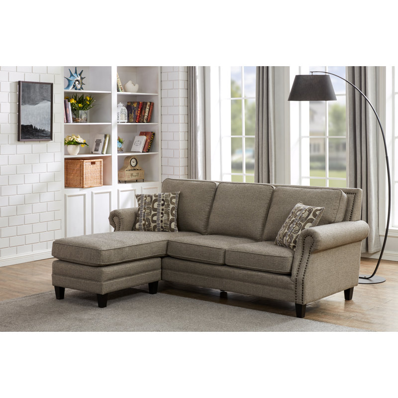 Canapé modulaire 3 pièces rembourré, Chenille grise