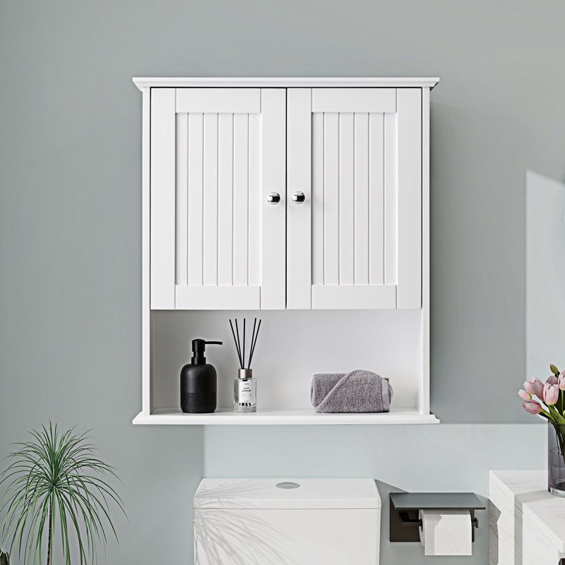 Armoire de rangement murale pour salle de bain, Blanc
