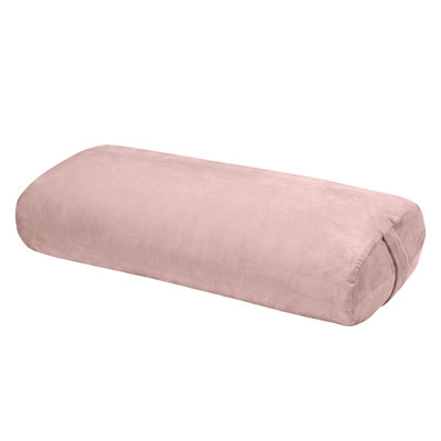 Yoga bolster pillow with ergonomic curved shape and velvet cover, restorative yoga bolster with removable washable cover and carry handle