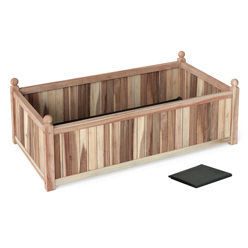 1 PCS Natural Acacia Wood Rectangular Planter Box with Liner, Drainage, Indoor Outdoor Beige, 1