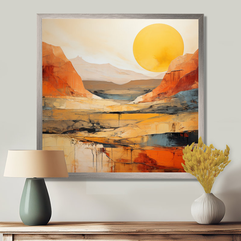 «Bold Landscape Canyon Desert VII», art sur toile Canyon, Argent argent, H 36 po x l 36 po, Picture Framed