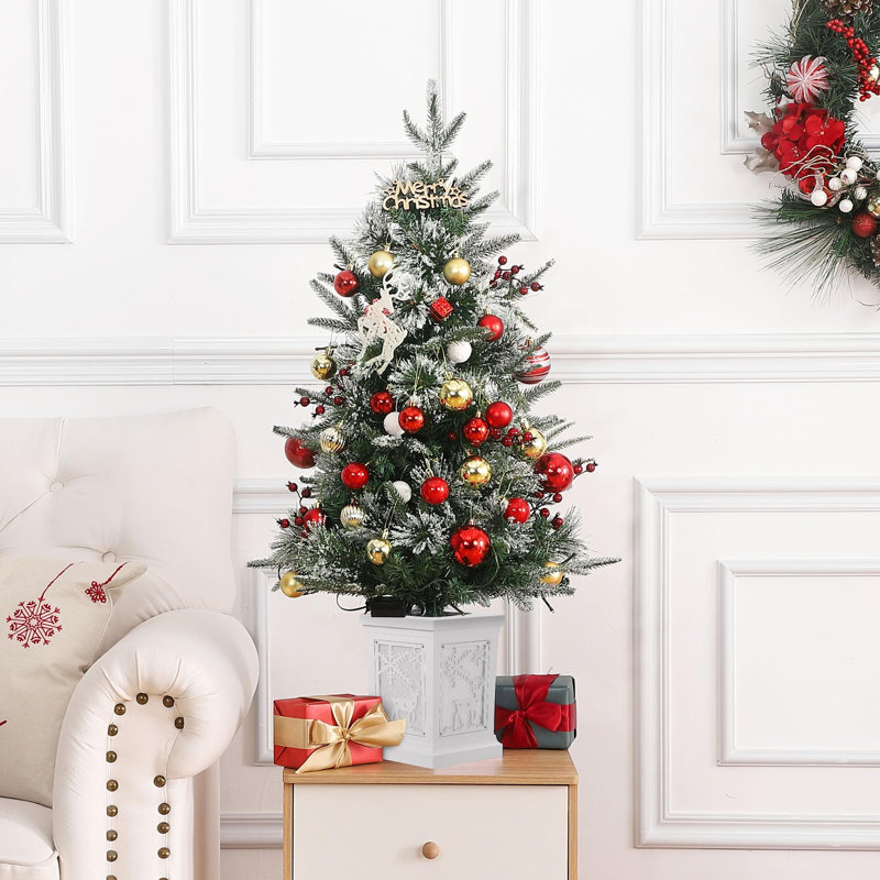 Arbre de Noël artificiel illuminé 3 pi avec base en forme de flocon de neige