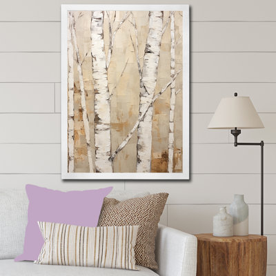 Beige minimalisme arbre bouleau IV sur toile