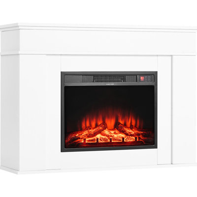 Chaufferette électrique autoportante blanche de 43 pouces, 1 500 W, 5120 BTU, flammes 3D réglables, protection contre la surchauffe, pour un confort à domicile, minuterie réaliste, télécommande, chambre à coucher