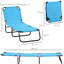 Chaise longue de piscine bleu ciel - 5 niveaux d'inclinaison, acier léger, tan