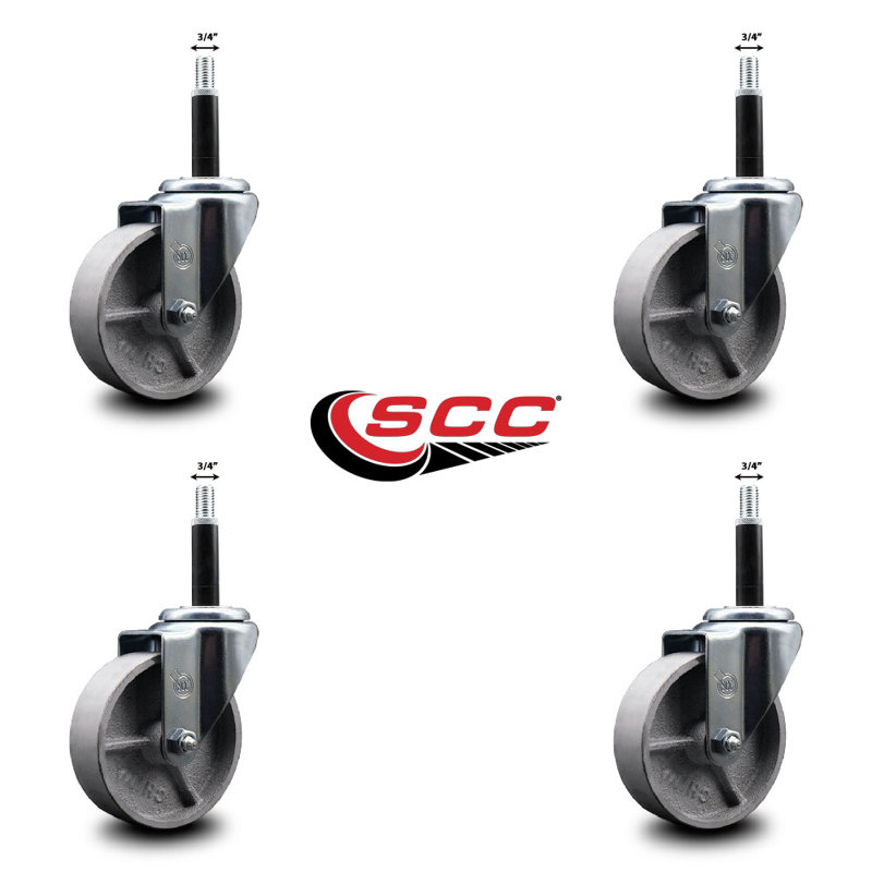 Ensemble de roulettes extensibles semi-pivotantes à roulettes semi-acier SCC NB 4 po x 3/4 po