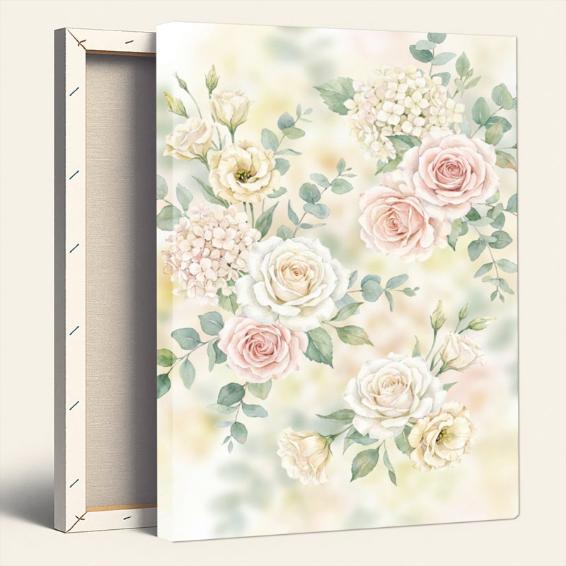 Ensemble de 1 tableau sur toile à motif floral, 18"H x 12"W, Toile tendue