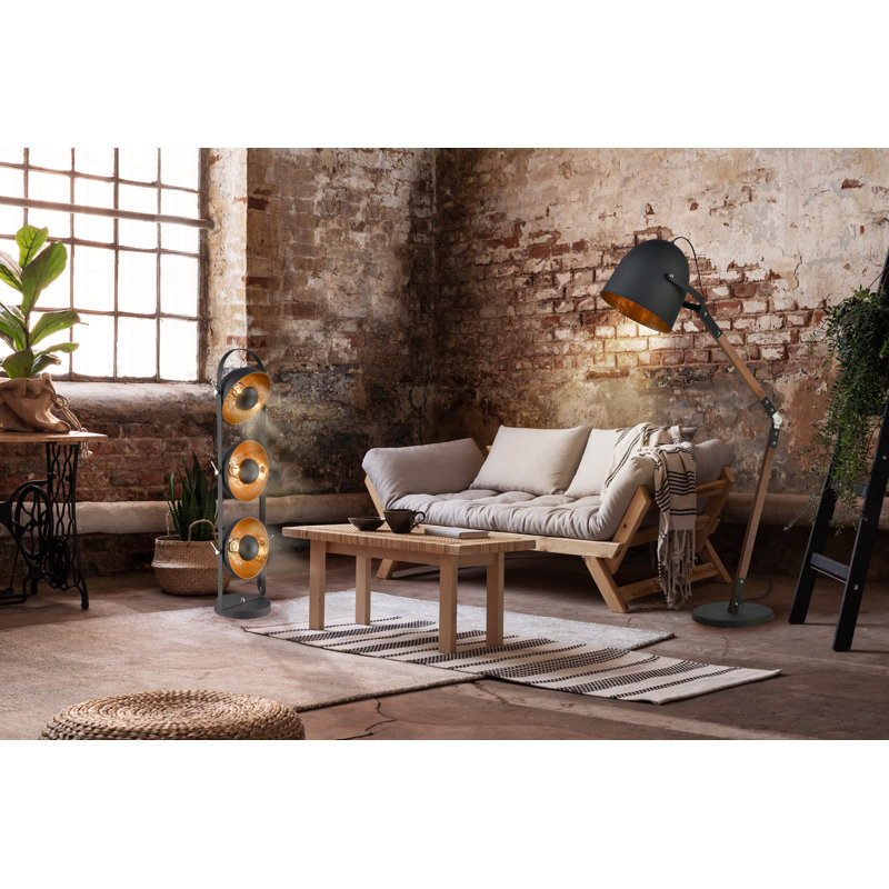 Abdelkarim 128cm Column Floor Lamp, Black/Gold