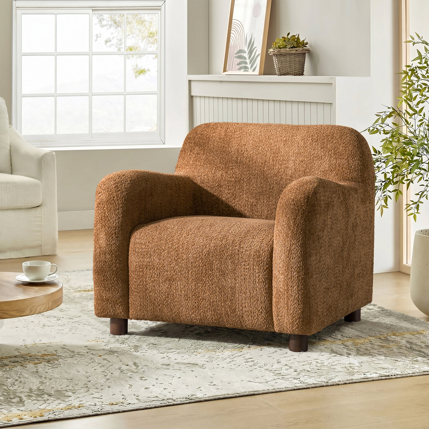Boucle Club Chair, Caramel