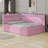 Upholstered Platform Bed With USB Ports And LED Belt, With Trundle-1494396158