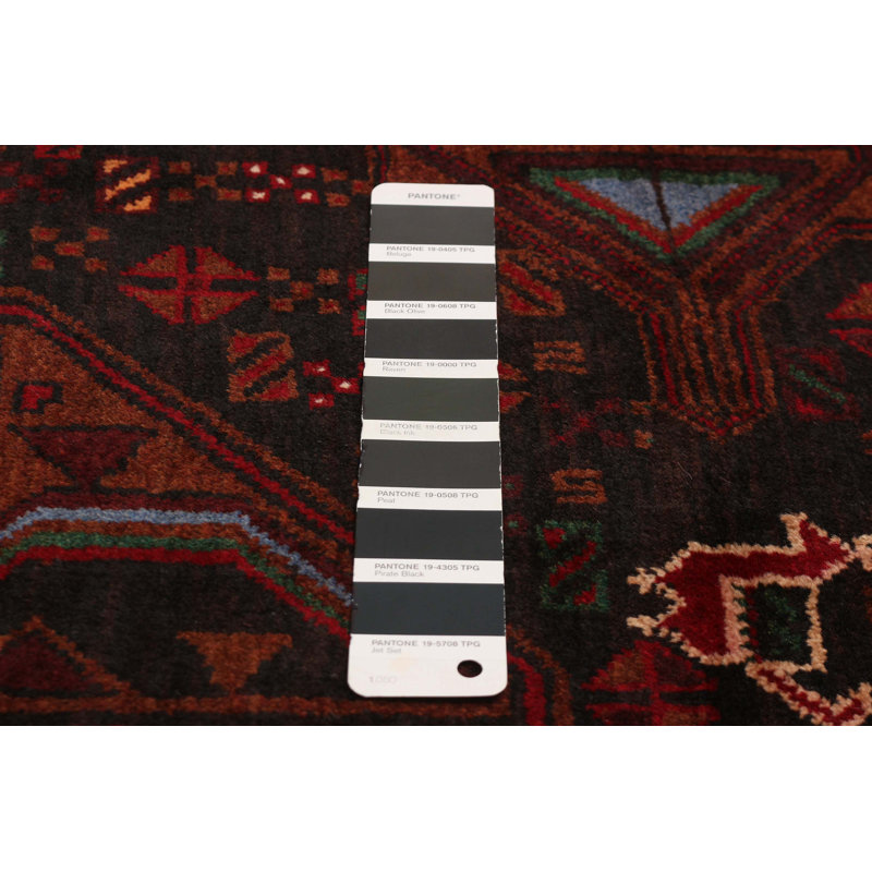 Tapis noir nouvel âge en laine 4 pi x 6 pi 7 po One-of-a-Kind