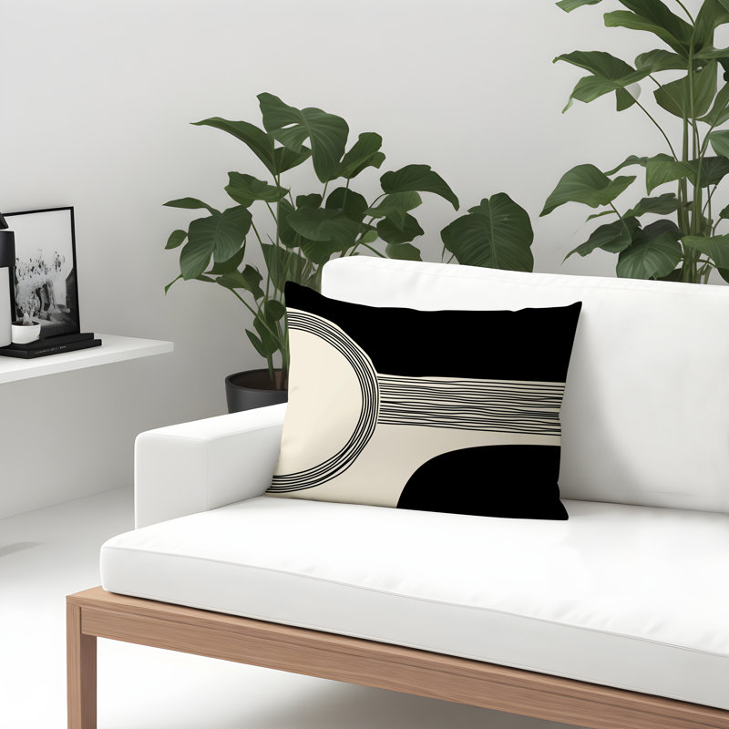 Housse et insert de coussin rectangulaire intérieur / extérieur Cassie, Noir, H 14 po x l 20 po