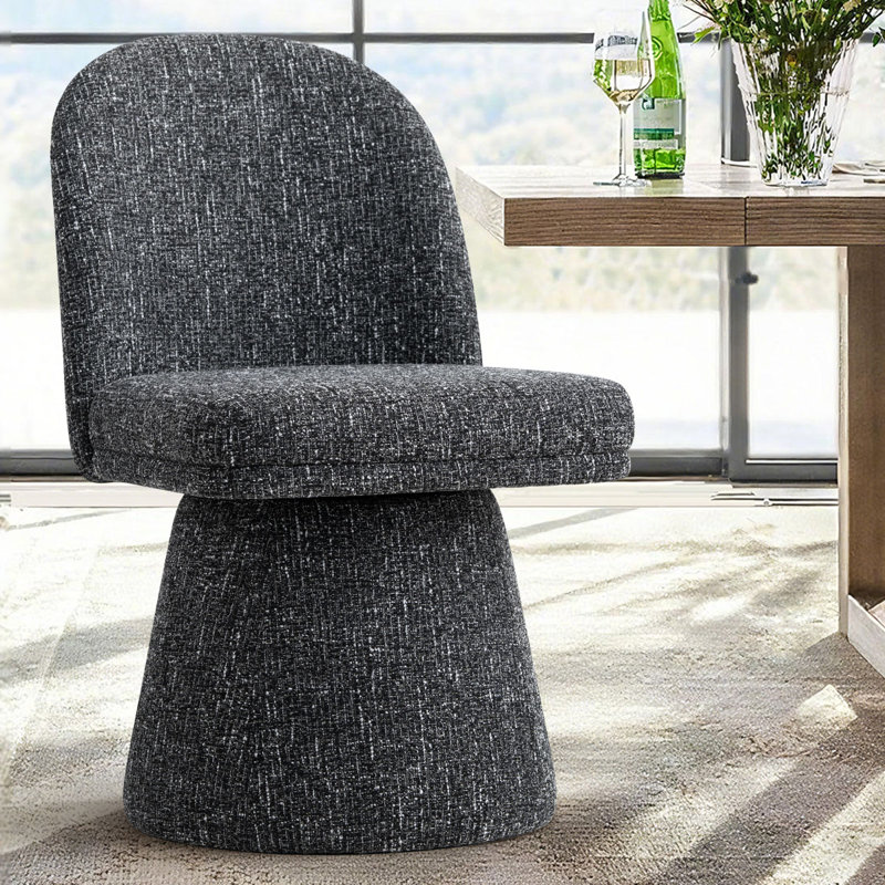Essex Upholstered Fabric 360°Swivel Dining Side Chair, Black