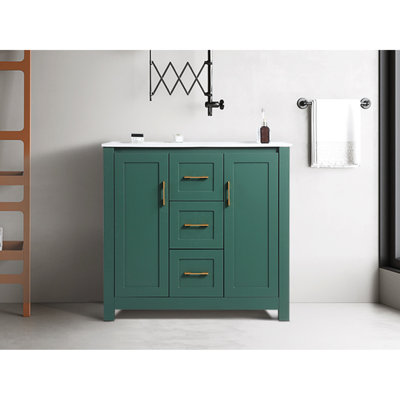 Meuble-lavabo sous-comptoir 36 po, 2 portes 2, à fermeture en douceur, améliore la fonctionnalité du meuble-lavabo avec lavabo, 2 portes et tiroirs se ferment