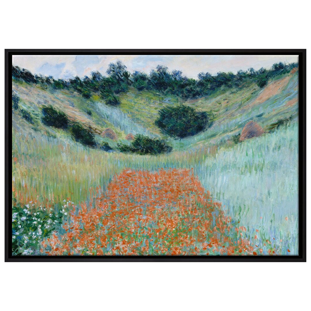 Gerahmtes Leinwandbild Field of Poppies Near Giverny von Claude Monet