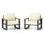 Chaise d'extérieur 2 pièces en aluminium avec accoudoirs en bois résistant à la chaleur et coussins moelleux-1705187826
