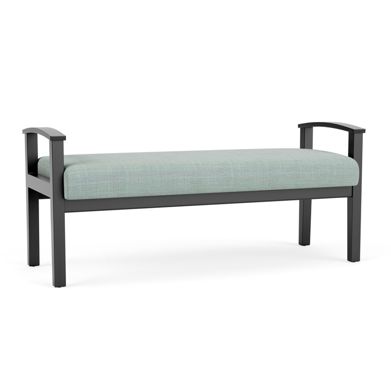 Banc en bois massif Amherst, Chambray écume de mer, Noir