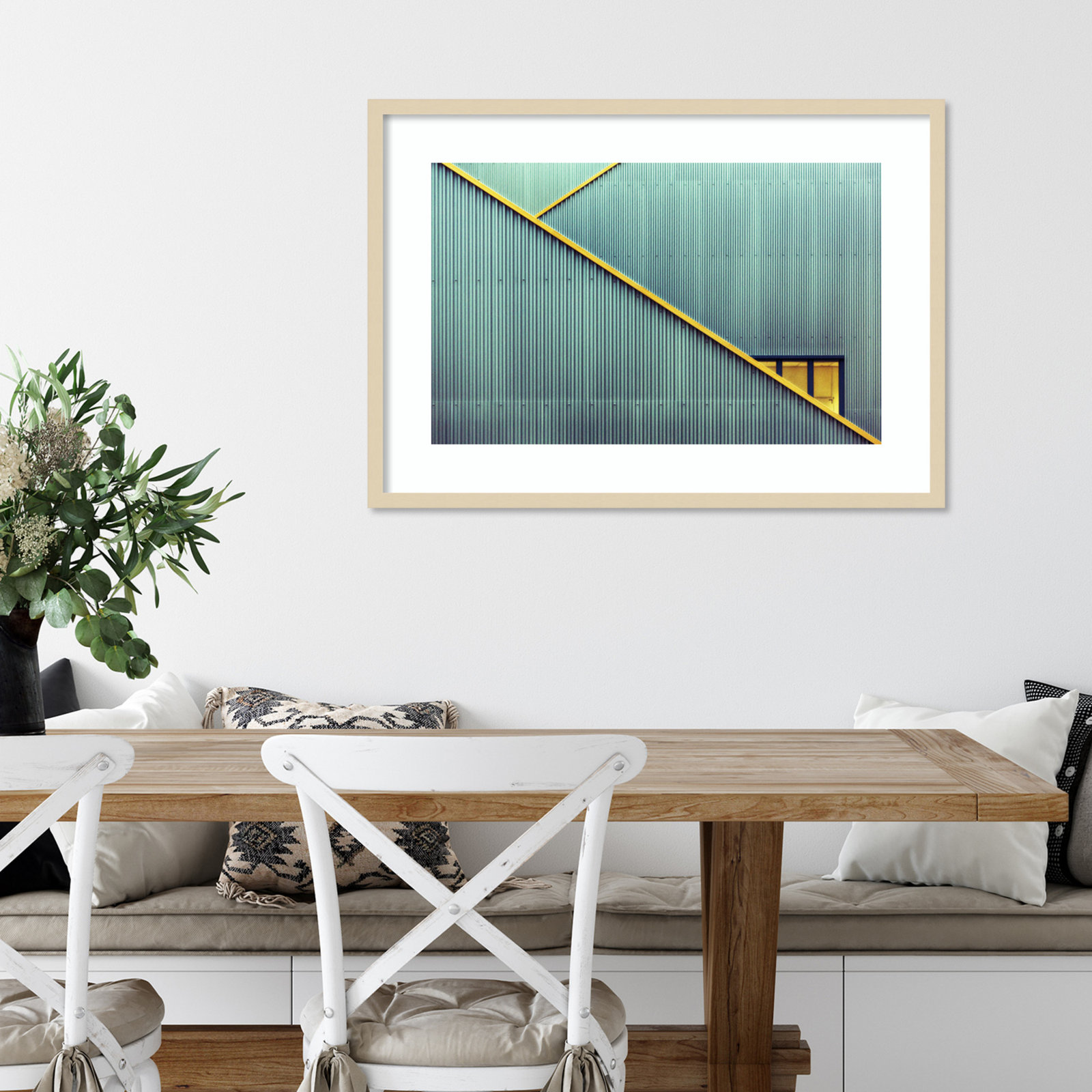 Stairs by Jan Niezen, Brown Framed Paper, 24.25" H x 34.38" W x 0.88" D