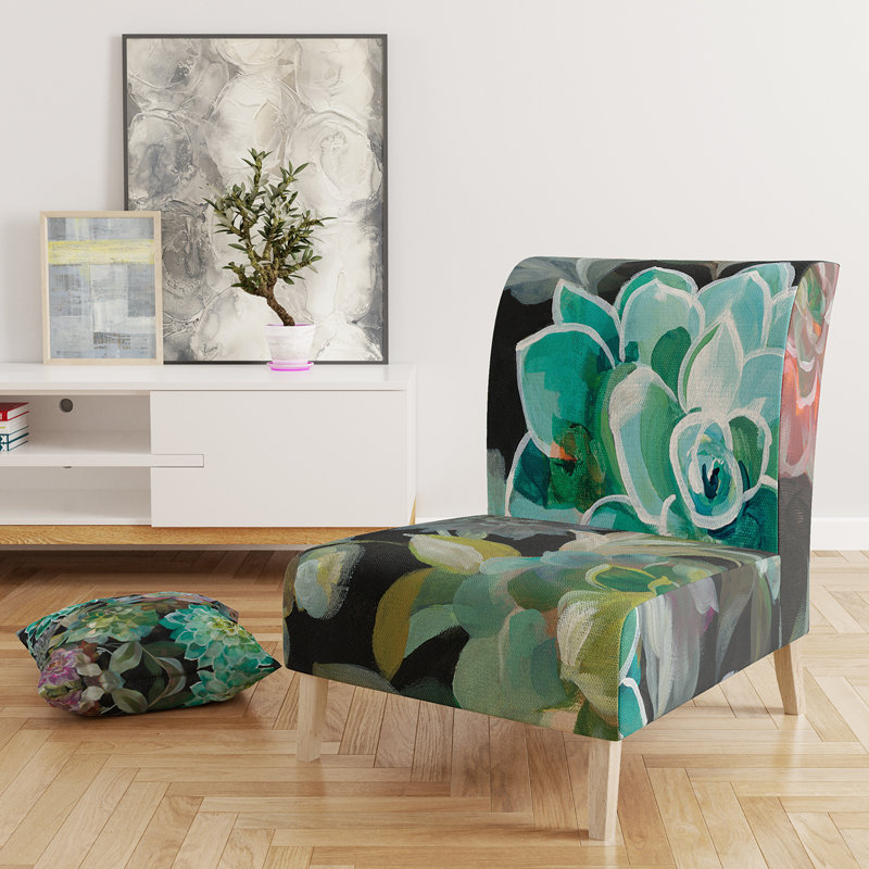 Floral Succulents - Traditional Upholstered Slipper Chair
