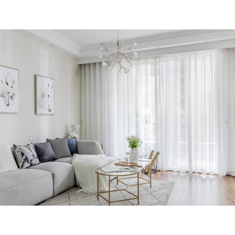 Panneau de rideau simple transparent avec œillets de couleur unie, L 54 po x L 95 po