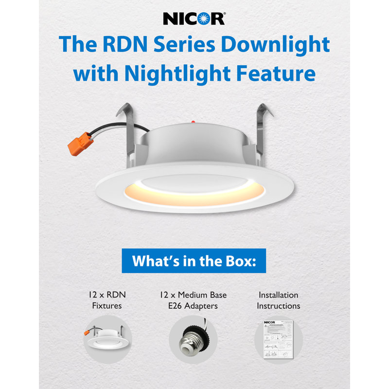4" White Selectable LED Downlight With Night Light Feature (12-Pack)