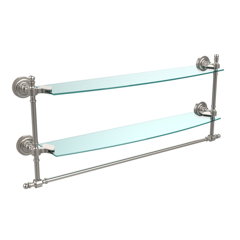 Godinez 2 Piece Tiered Shelf with Towel Bar, 22", Satin Nickel
