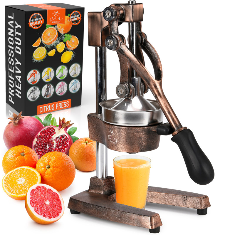 Zulay Kitchen Large Manual Fruit Juicer Press - Heavy Duty Commercial Citrus Juicer, Antique Rustic Copper
