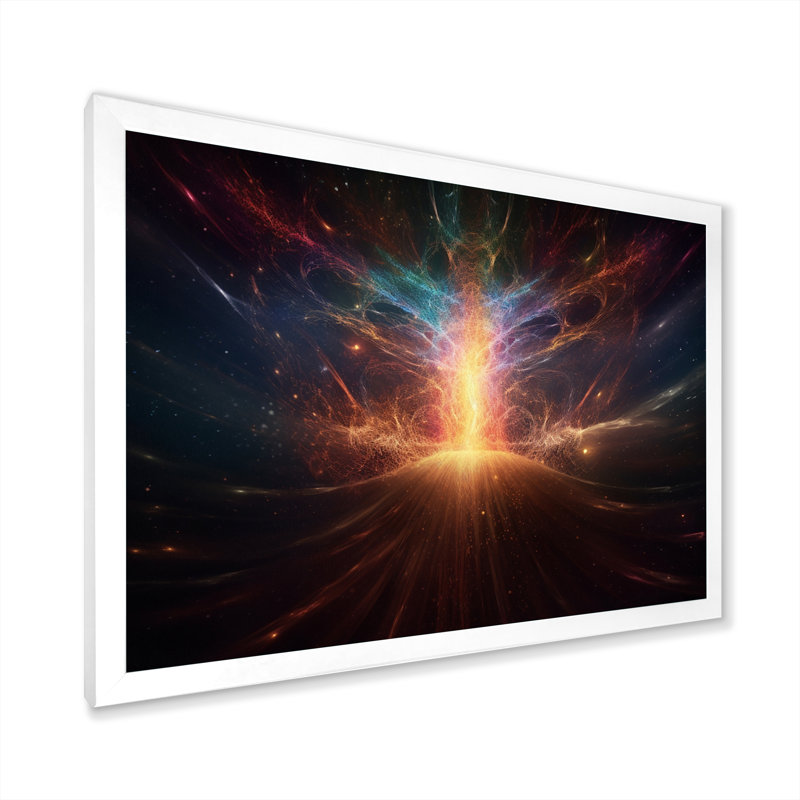 La lumière de l'éveil cosmique - impression, H 30 po x l 40 po x P 1,5 po, Cadre simple blanc