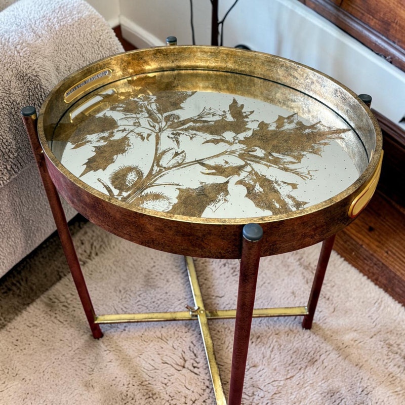 Bentlie Tray Top Side Table Set of 2 - Modern Round Edge Coffee Tables for Living Room, Bedroom and Lounge Spaces
