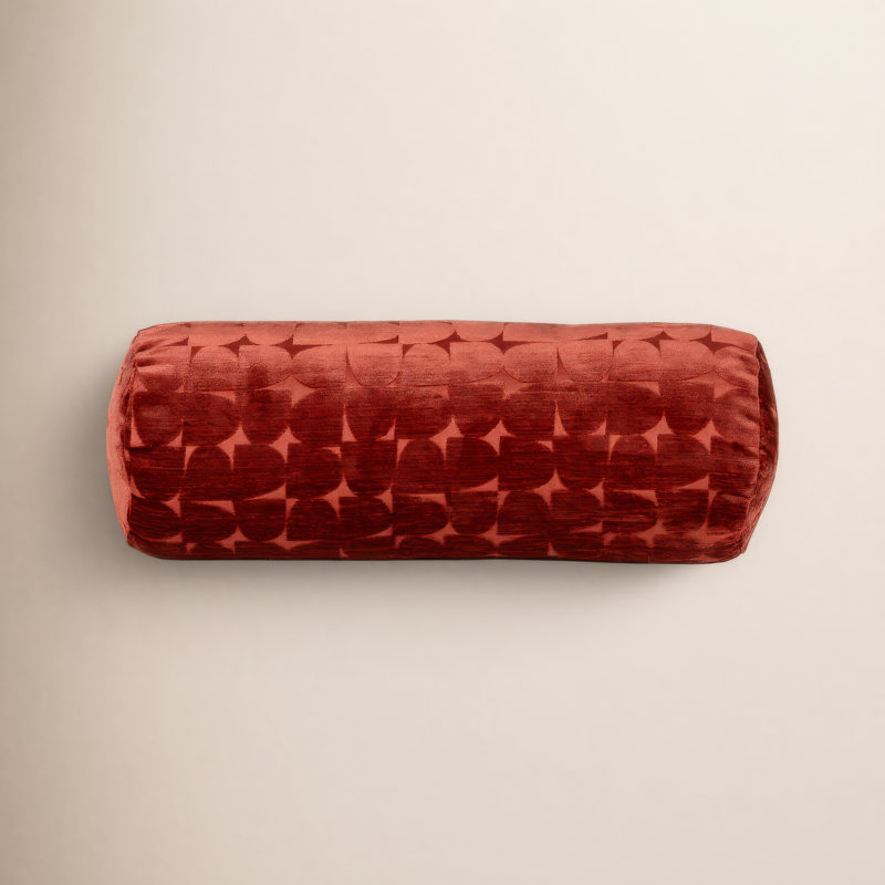 Coussin Nouri, Polyester, Rouge, Traversin H 21 po x l 8 po