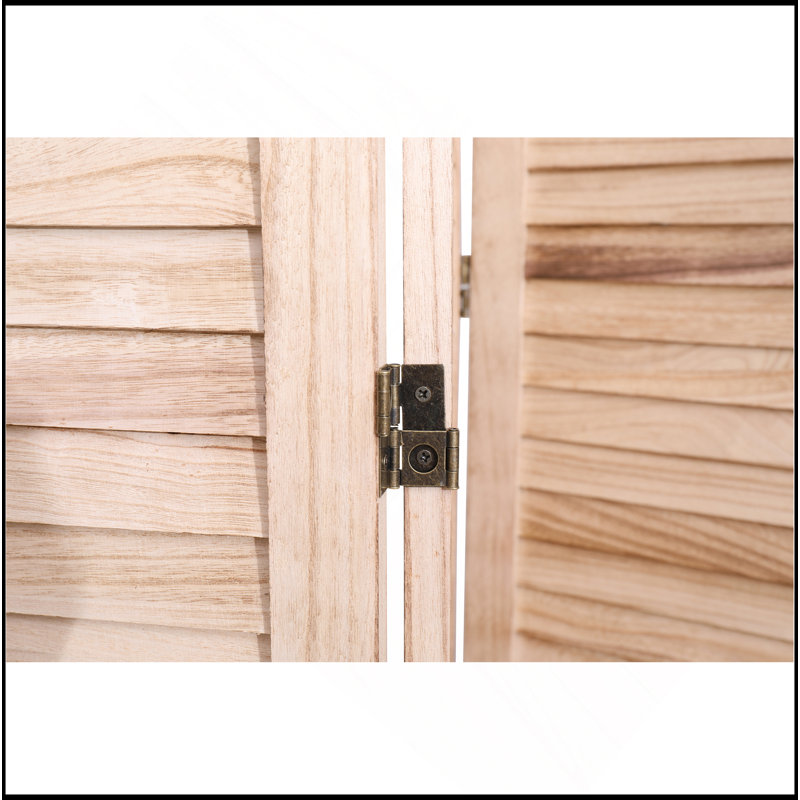 Cloison pliante en bois massif l 55,2 po x H 65 po, 4 panneaux, naturel