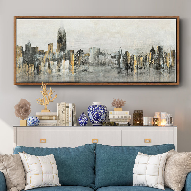 Bright City Lights- Framed Canvas, 20" H x 50" W