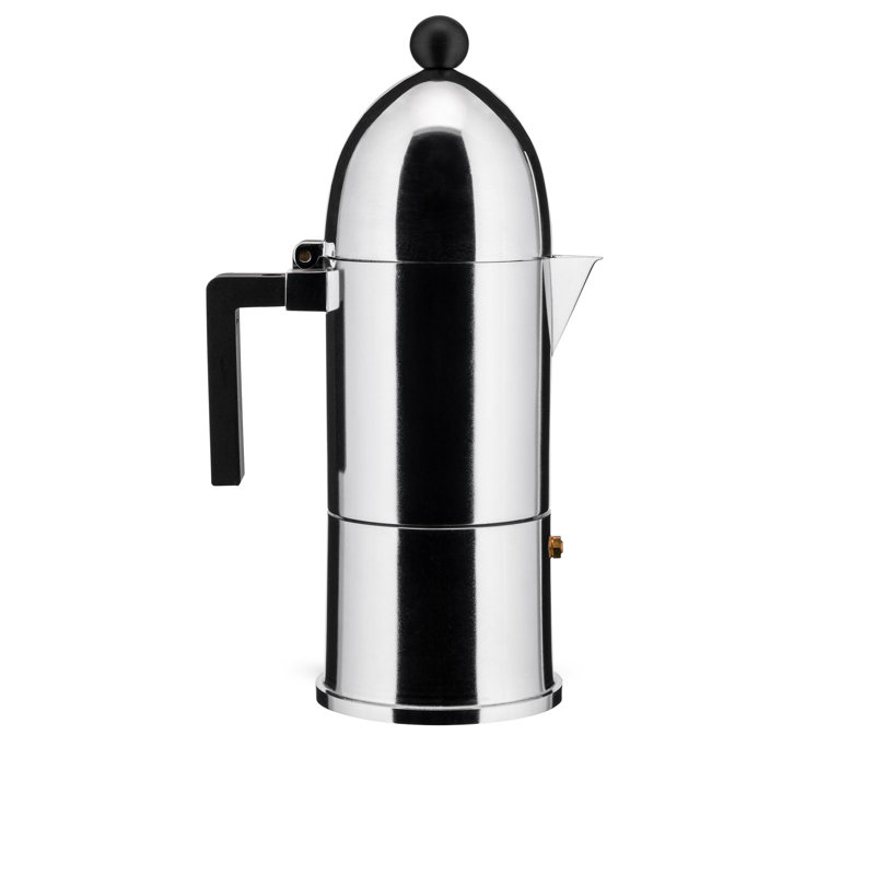 La Cupola Espresso Coffee Maker, Large, Black, Mirror Polished
