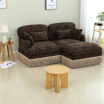 Causeuse léopard moderne avec repose-pieds Chenille