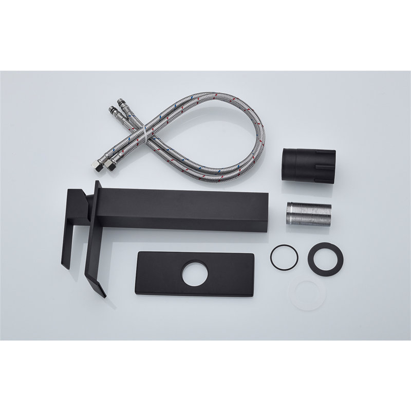 Waterfall Spout Single Handle Bathroom Sink Faucet, Matte Black