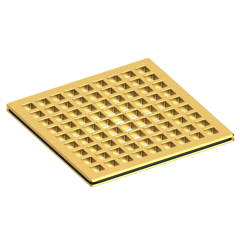 4" Square Shower Drain, Satin Brass (PVD)