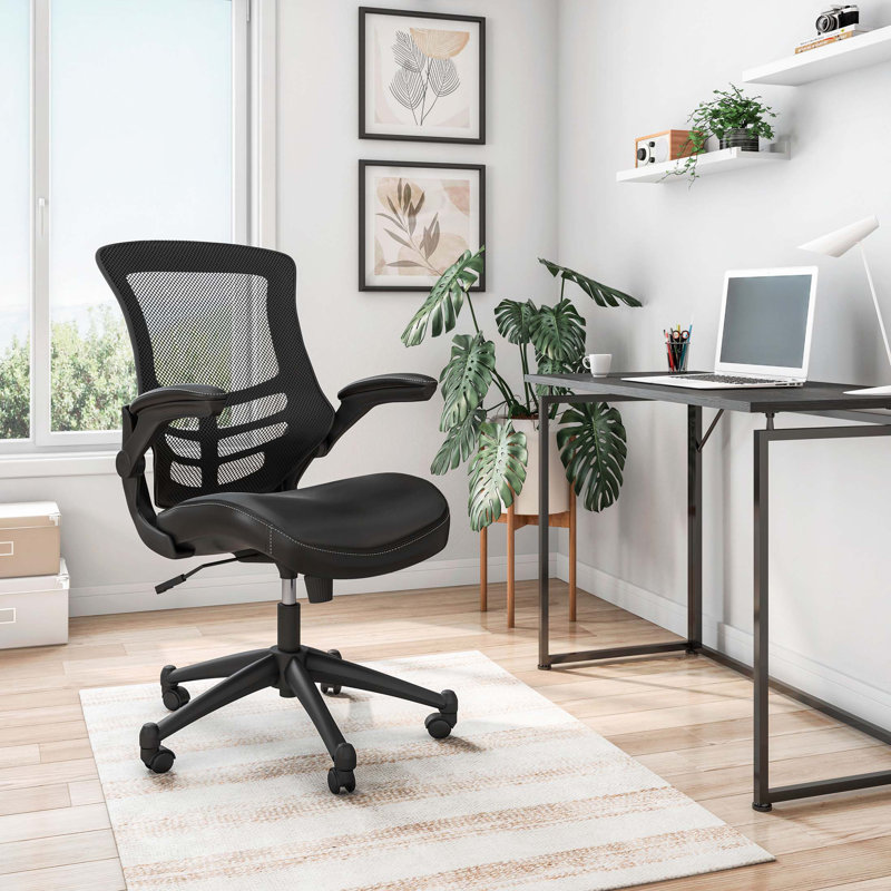 Chaise de bureau en maille à dossier moyen avec accoudoirs réglables, noir