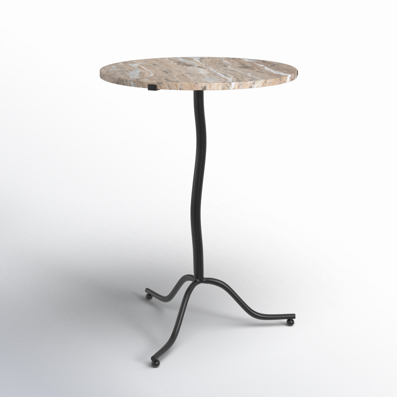 SOPHIE Marble End Table, Beige Top/Black Base