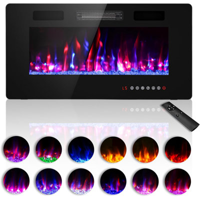 36 inches Electric Fireplace-Wall Fireplace for Living Room-Small Fireplace Inserts/Wall Mounted