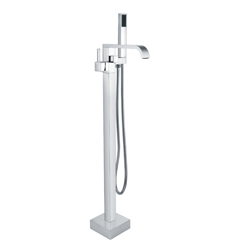Topcraft Single Handle Floor Mounted Freestanding Tub Faucet with Handheld Shower, Chrome