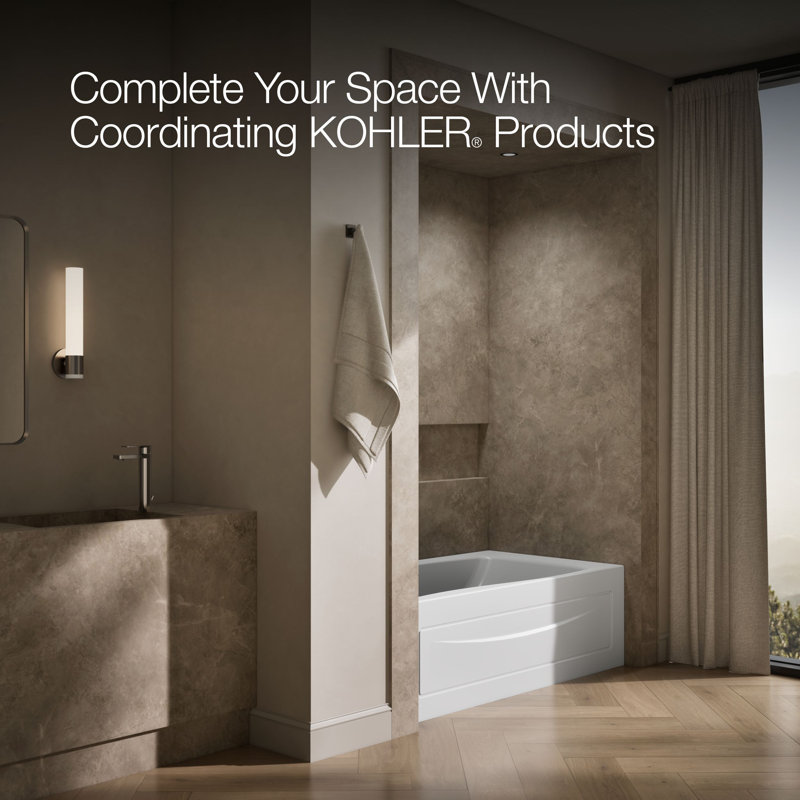 Mariposa Alcove 66" x 36" Soaking Bathtub, Left, White