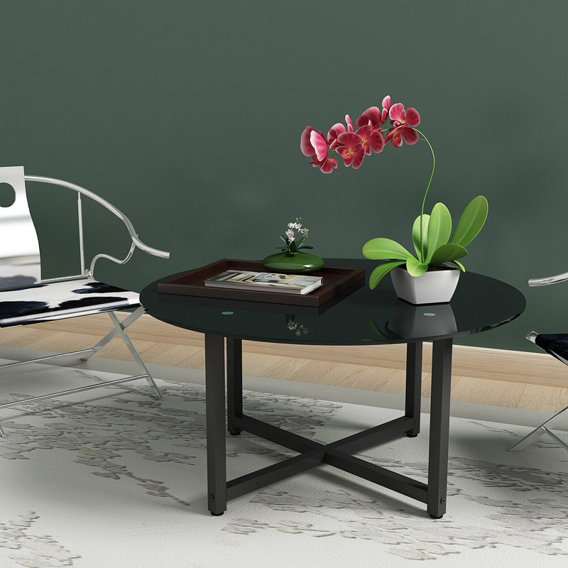 Table basse ronde 35,5 po noire entière